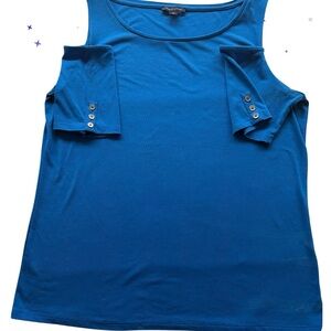 Tommy Hilfiger Blue cold shoulder top silver botton accent on the sleeve